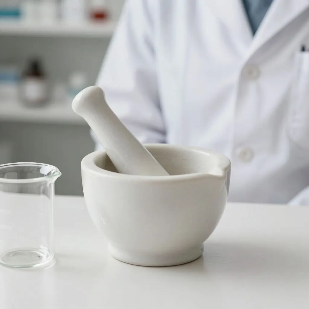 Mortar and pestle used for compounding medication, including pet prescriptions